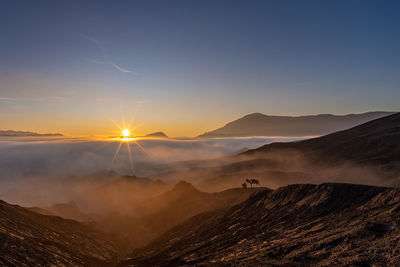 Sunrise view from the top of bromo mountain, east java