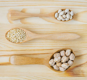 High angle view of pebbles on cutting board