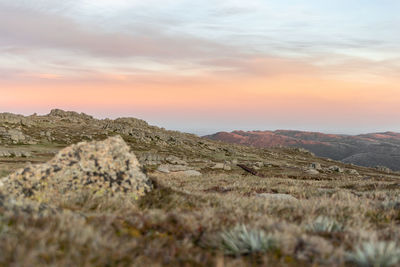 Moody evening near the summit of mount kosciuszko, australia's highest summit, snowy mountains range