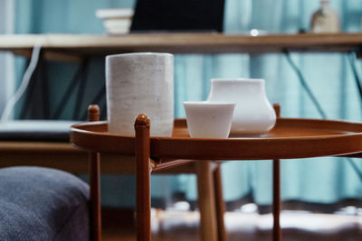 Close-up of coffee cup on table