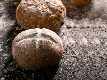 High angle view of bread on table