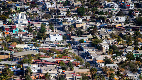 High angle view of townscape in mexico