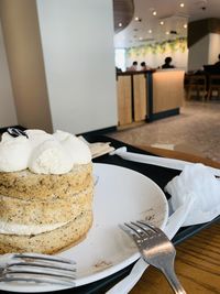 Close-up of cake in plate on table