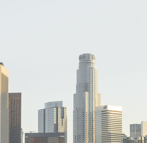 Low angle view of buildings against clear sky