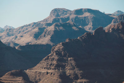 Scenic view of rocky mountains against clear sky