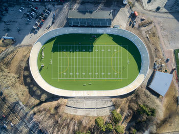 High angle view of building exterior