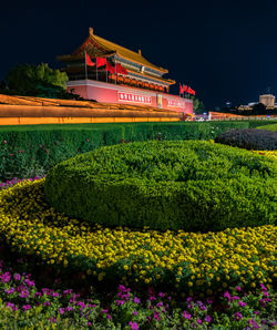 View of illuminated building at night