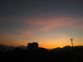 Silhouette buildings against sky during sunset