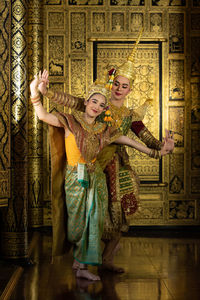 Khon, is a classical thai dance in mask. except for these two characters who weren't wearing masks.