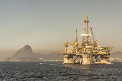 Marine oil extraction platform in guanabara bay, rio de janeir, brazil