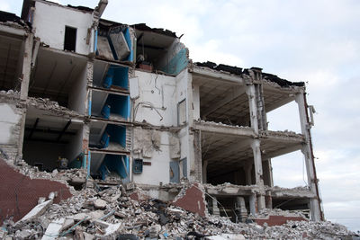 View of the demolition of a multi-storey building. dismantling and demolition of buildings 