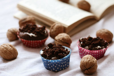 Close-up of cupcakes on table