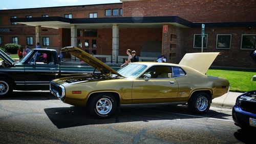 Cars parked on road