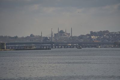 View of city at riverbank