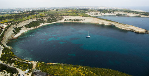 High angle view of sea