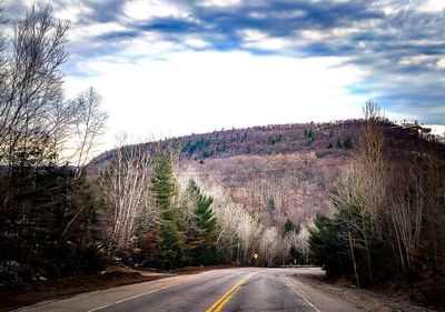 Road by trees against sky