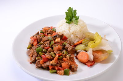 Close-up of food served in plate