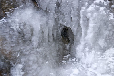 Frozen water in rock