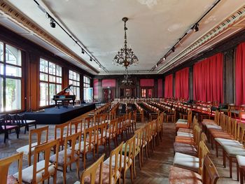 Interior of illuminated restaurant