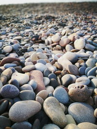 Close-up of pebbles at beach