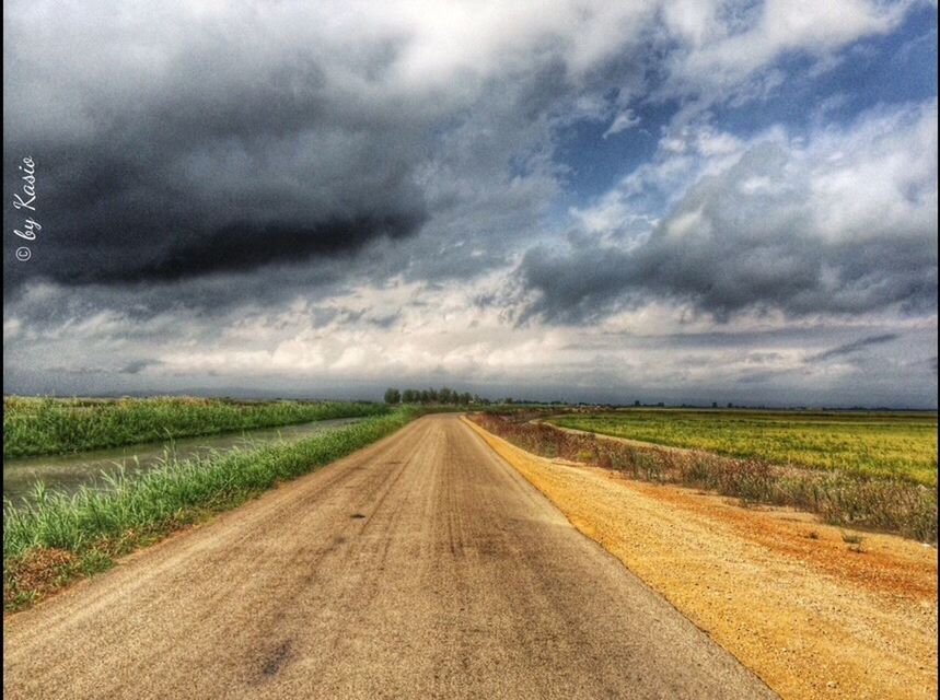 the way forward, sky, diminishing perspective, landscape, cloud - sky, cloudy, field, vanishing point, rural scene, tranquil scene, tranquility, road, agriculture, cloud, transportation, country road, nature, grass, scenics, overcast
