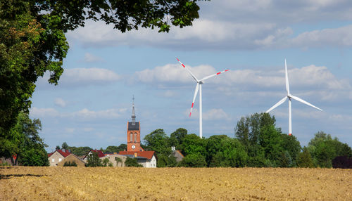 A landscape with a village in the state of brandenburg germany