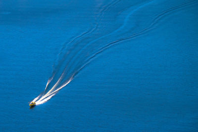 High angle view of boat on sea