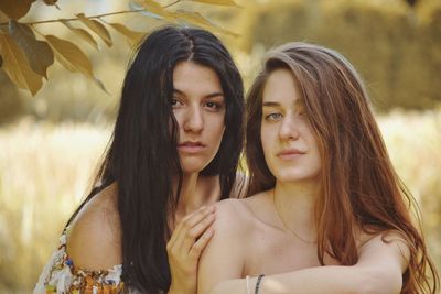 Close-up portrait of female friends