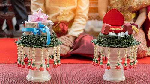 Close-up of birthday cake on table