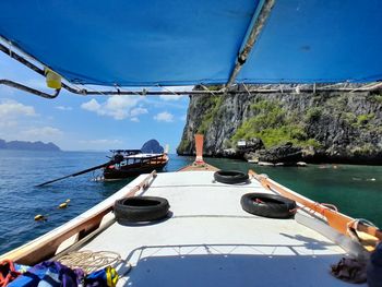 Cropped boat in sea