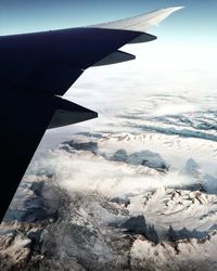 Aerial view of airplane wing