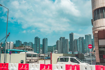 Modern buildings in city against sky