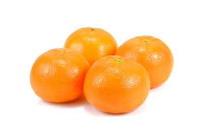 Close-up of orange fruit against white background