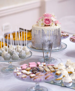 View of ice cream in glass on table