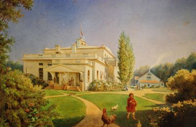 Panoramic shot of building and trees against sky