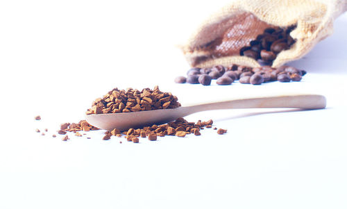 Close-up of chocolate cake against white background