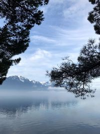 Scenic view of lake against sky