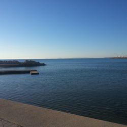 Scenic view of sea against clear sky