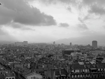 High angle view of townscape against sky