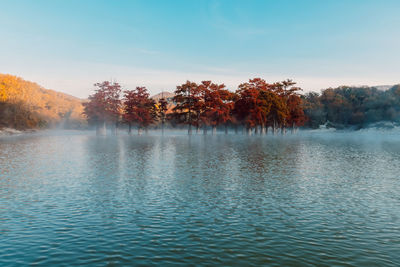 Scenic view of lake against sky