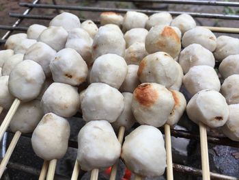 High angle view of grilled pork balls