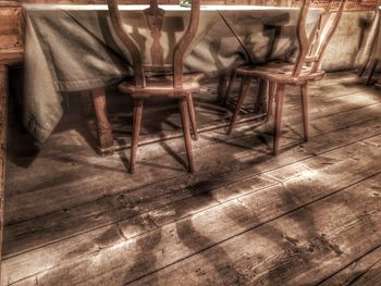 Low section of chairs on table