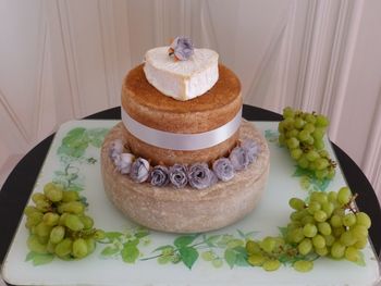 High angle view of cake on table