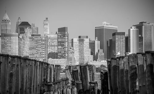 View of cityscape against clear sky