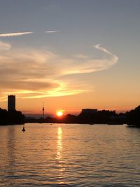 Scenic view of sea at sunset