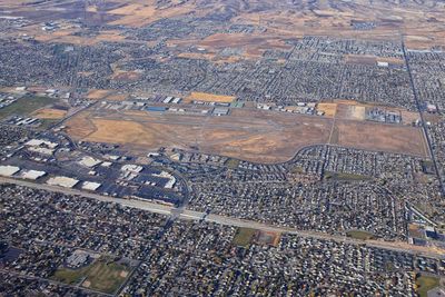 Rocky mountains, oquirrh range aerial views, wasatch front  from airplane. salt lake utah usa.