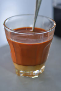 Close-up of coffee cup on table