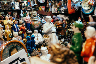 High angle view of people at market stall