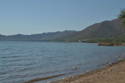 Scenic view of sea against clear sky