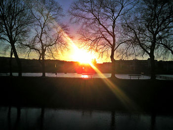 Silhouette bare trees against sky during sunset